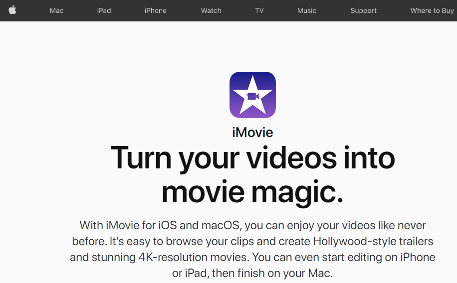 Apple iMovie Free Online Video Editor